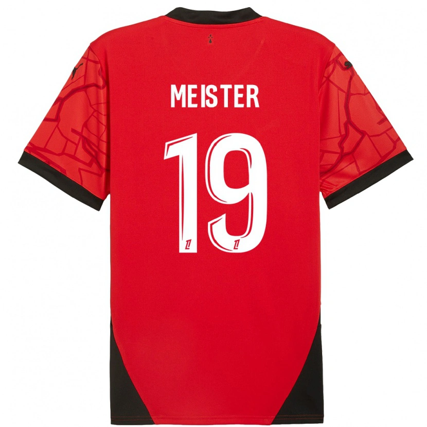 Danxen Kinderen Henrik Meister #19 Rood Zwart Thuisshirt Thuistenue 2024/25 T-Shirt