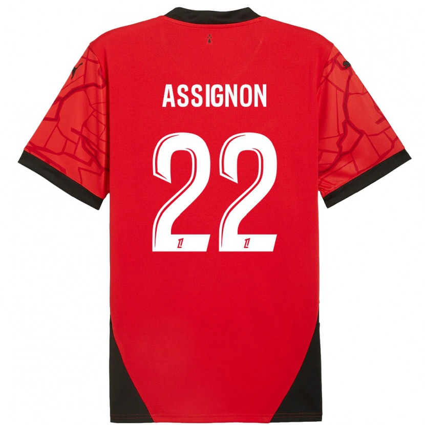 Danxen Kinderen Lorenz Assignon #22 Rood Zwart Thuisshirt Thuistenue 2024/25 T-Shirt