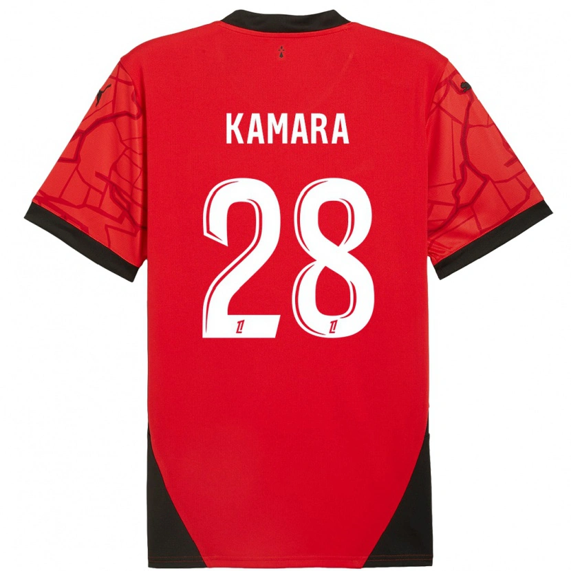 Danxen Kinderen Glen Kamara #28 Rood Zwart Thuisshirt Thuistenue 2024/25 T-Shirt