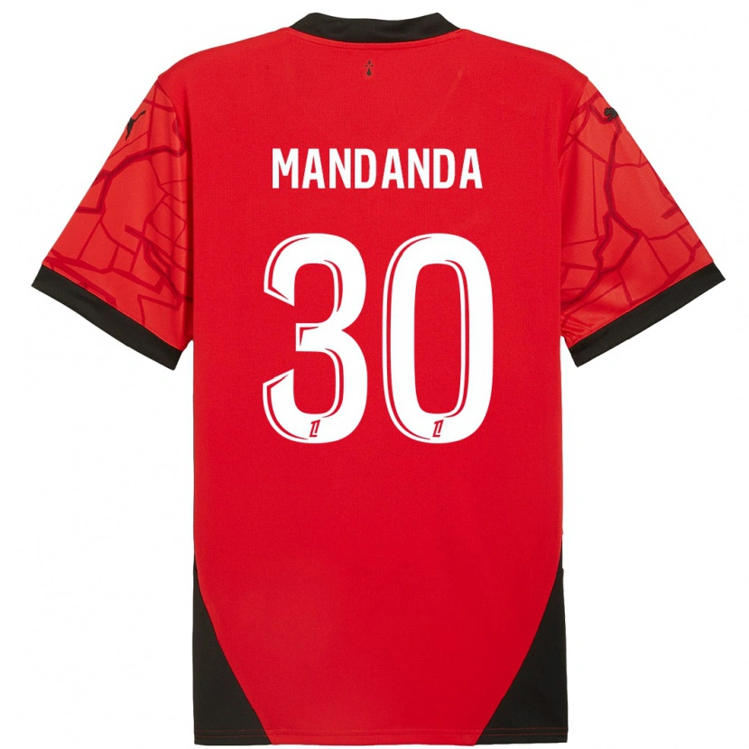 Danxen Kinderen Steve Mandanda #30 Rood Zwart Thuisshirt Thuistenue 2024/25 T-Shirt