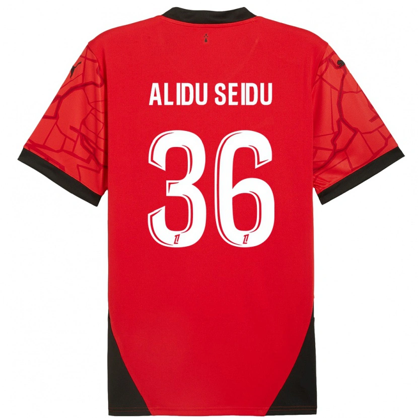 Danxen Kinderen Alidu Seidu #36 Rood Zwart Thuisshirt Thuistenue 2024/25 T-Shirt