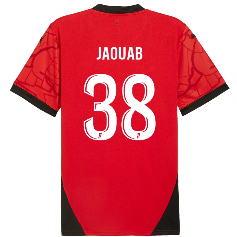 Danxen Kinderen Mohamed Jaouab #38 Rood Zwart Thuisshirt Thuistenue 2024/25 T-Shirt