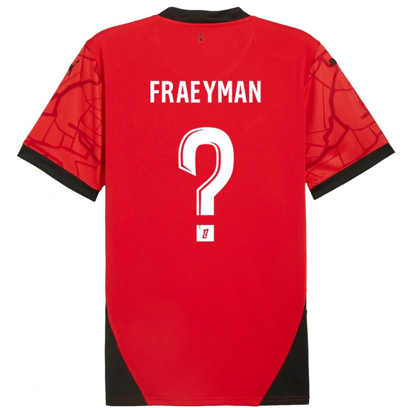 Danxen Kinderen Dorian Fraeyman #0 Rood Zwart Thuisshirt Thuistenue 2024/25 T-Shirt