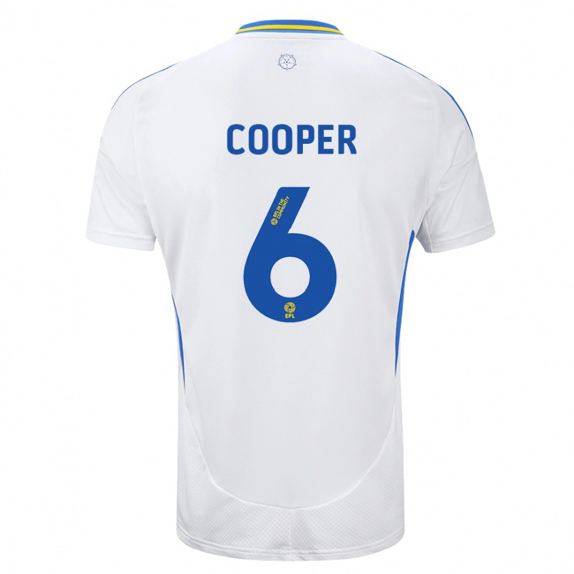 Danxen Kinderen Liam Cooper #6 Wit Blauw Thuisshirt Thuistenue 2024/25 T-Shirt