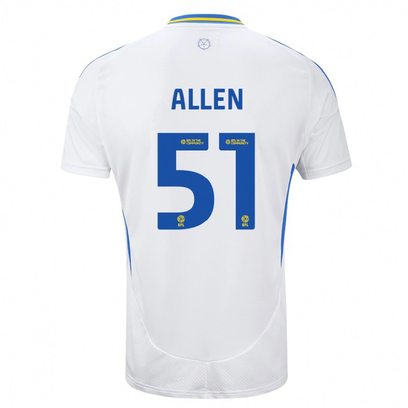 Danxen Kinderen Charlie Allen #51 Wit Blauw Thuisshirt Thuistenue 2024/25 T-Shirt