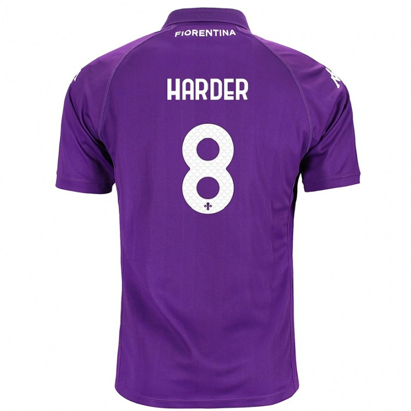 Danxen Kinderen Jonas Harder #8 Paars Thuisshirt Thuistenue 2024/25 T-Shirt