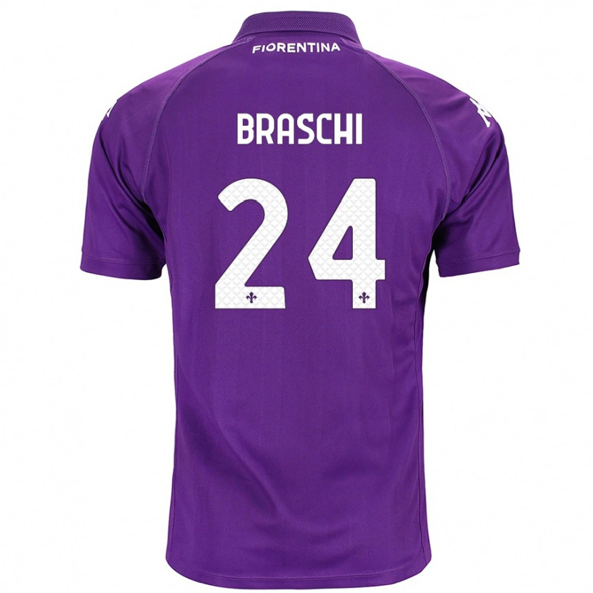 Danxen Kinderen Riccardo Braschi #24 Paars Thuisshirt Thuistenue 2024/25 T-Shirt