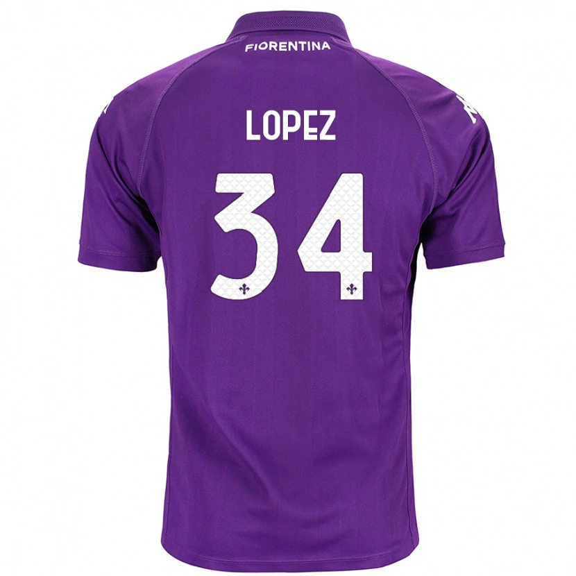 Danxen Kinderen Lucas López #34 Paars Thuisshirt Thuistenue 2024/25 T-Shirt