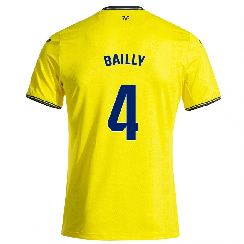 Danxen Kinderen Eric Bailly #4 Geel Zwart Thuisshirt Thuistenue 2024/25 T-Shirt