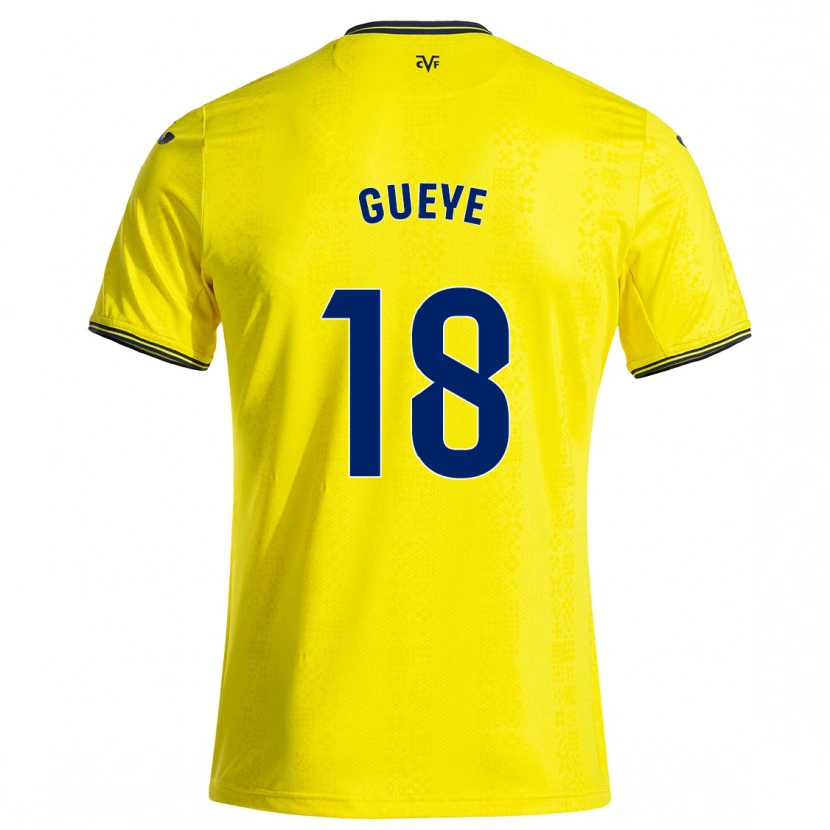 Danxen Kinderen Pape Gueye #18 Geel Zwart Thuisshirt Thuistenue 2024/25 T-Shirt