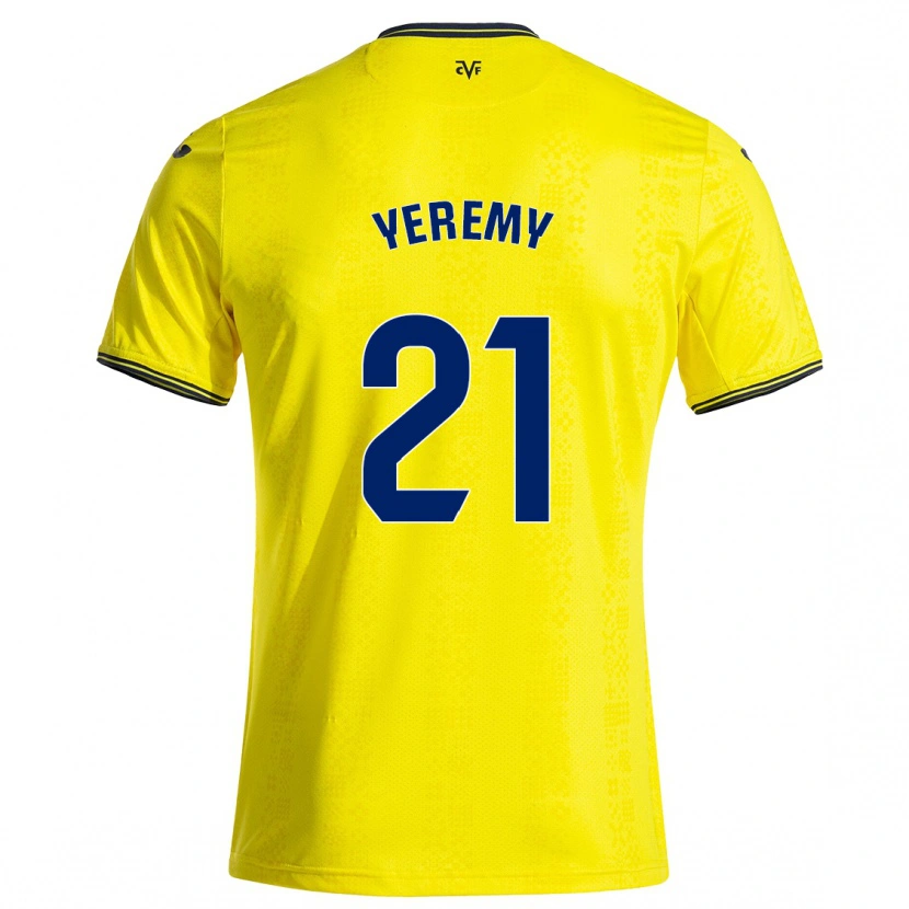 Danxen Kinderen Yéremy Pino #21 Geel Zwart Thuisshirt Thuistenue 2024/25 T-Shirt