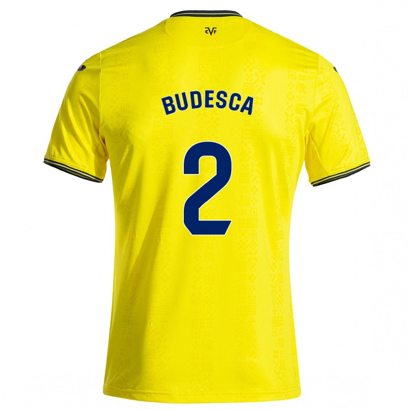 Danxen Kinderen Daniel Budesca #2 Geel Zwart Thuisshirt Thuistenue 2024/25 T-Shirt