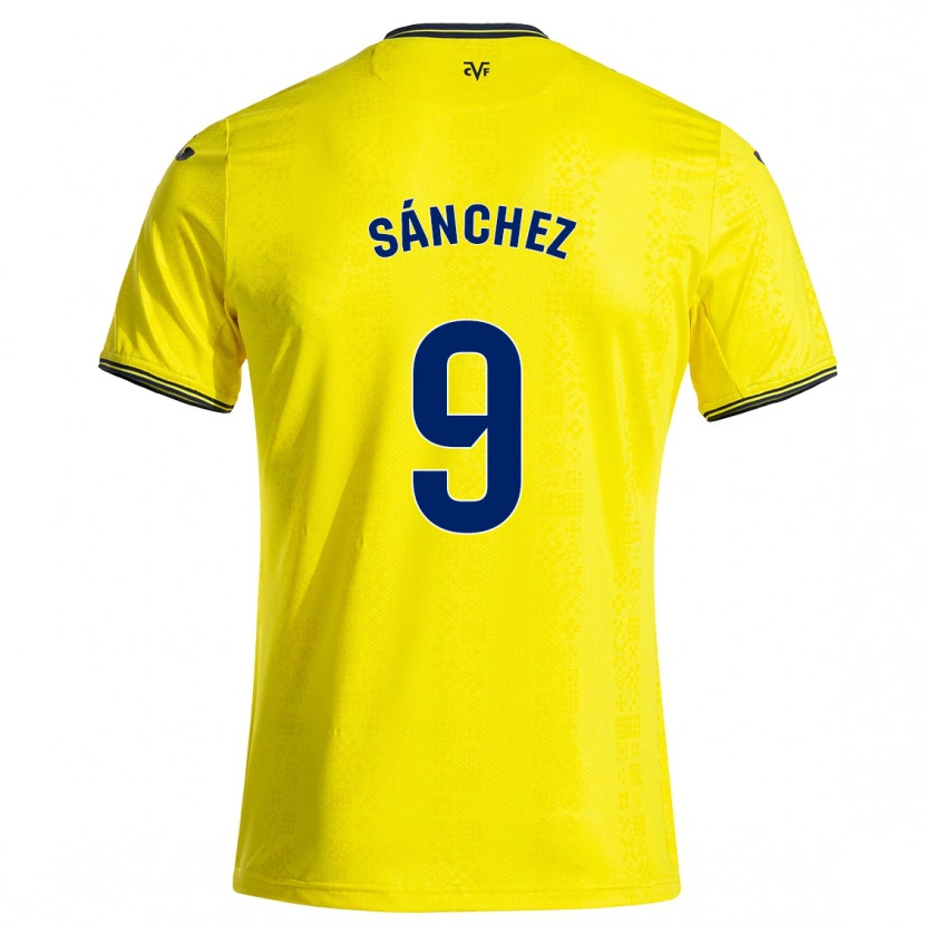 Danxen Kinderen Edu Sánchez #9 Geel Zwart Thuisshirt Thuistenue 2024/25 T-Shirt