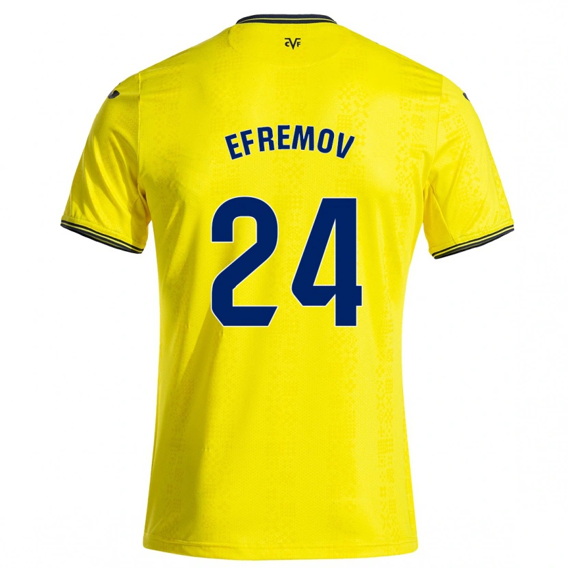 Danxen Kinderen Anton Efremov #24 Geel Zwart Thuisshirt Thuistenue 2024/25 T-Shirt