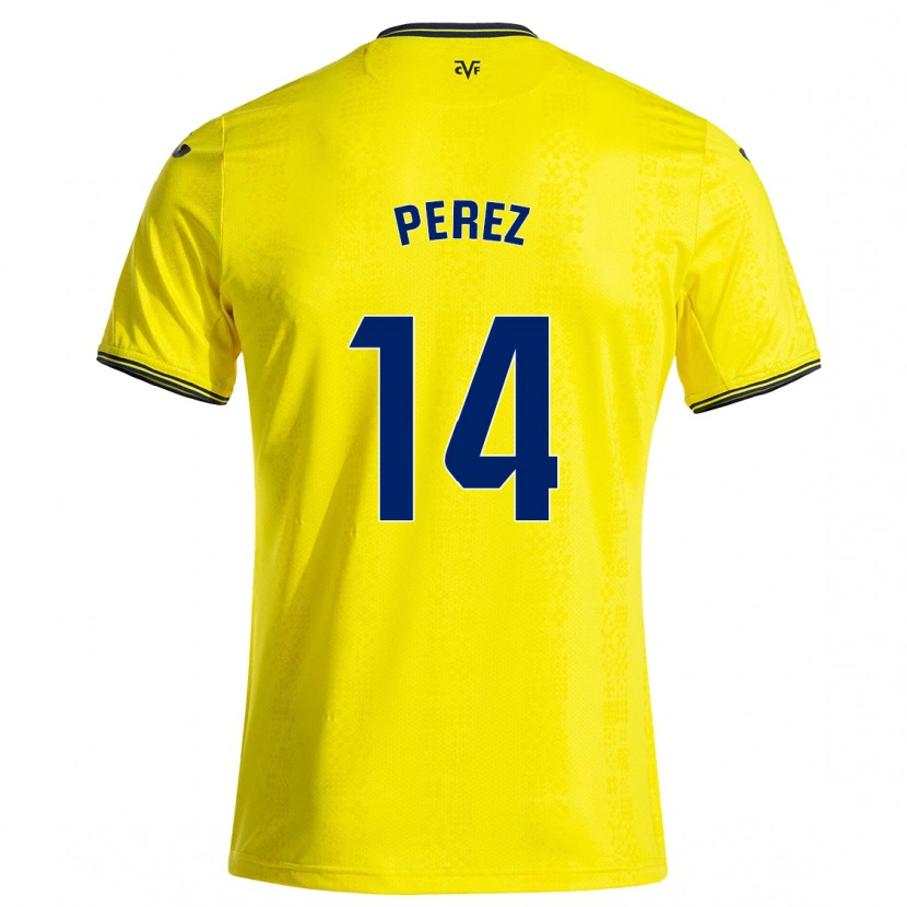 Danxen Kinderen Nerea Pérez #14 Geel Zwart Thuisshirt Thuistenue 2024/25 T-Shirt