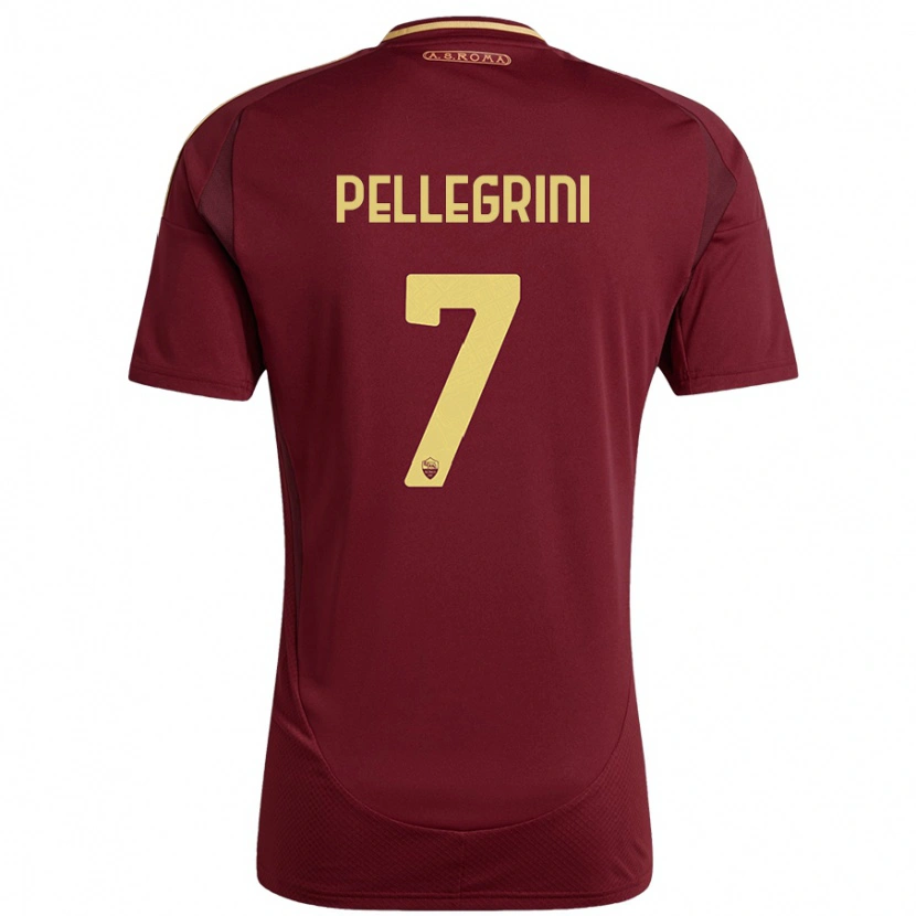 Danxen Kinderen Lorenzo Pellegrini #7 Rood Bruin Goud Thuisshirt Thuistenue 2024/25 T-Shirt