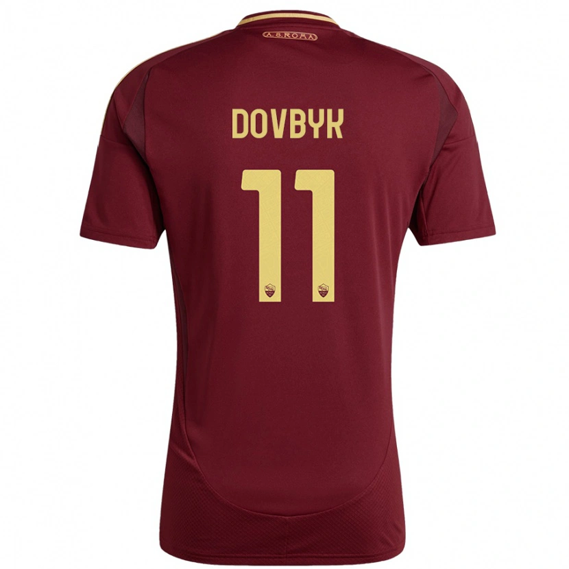 Danxen Kinderen Artem Dovbyk #11 Rood Bruin Goud Thuisshirt Thuistenue 2024/25 T-Shirt