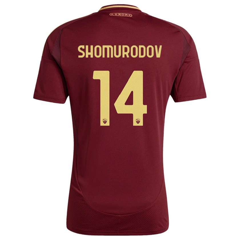 Danxen Kinderen Eldor Shomurodov #14 Rood Bruin Goud Thuisshirt Thuistenue 2024/25 T-Shirt