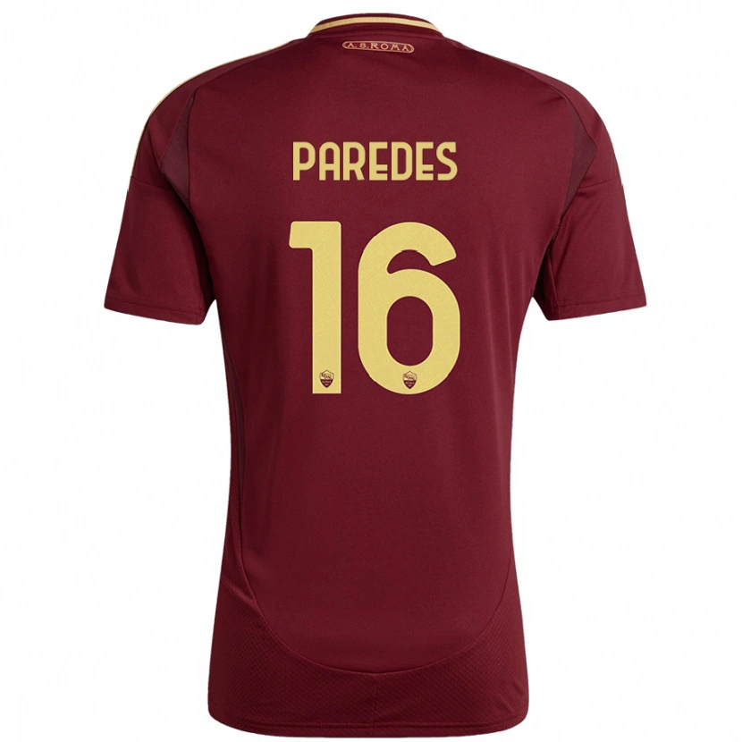 Danxen Kinderen Leandro Paredes #16 Rood Bruin Goud Thuisshirt Thuistenue 2024/25 T-Shirt