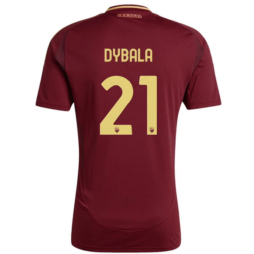 Danxen Kinderen Paulo Dybala #21 Rood Bruin Goud Thuisshirt Thuistenue 2024/25 T-Shirt