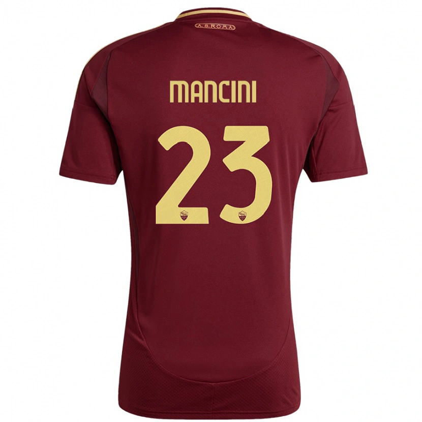 Danxen Kinderen Gianluca Mancini #23 Rood Bruin Goud Thuisshirt Thuistenue 2024/25 T-Shirt