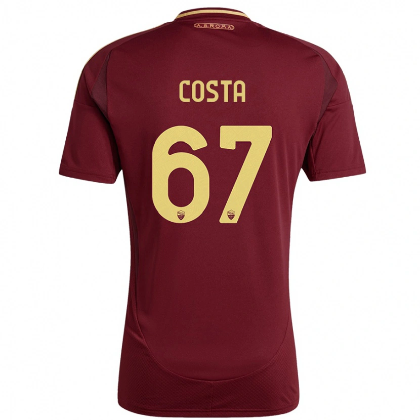 Danxen Kinderen João Costa #67 Rood Bruin Goud Thuisshirt Thuistenue 2024/25 T-Shirt