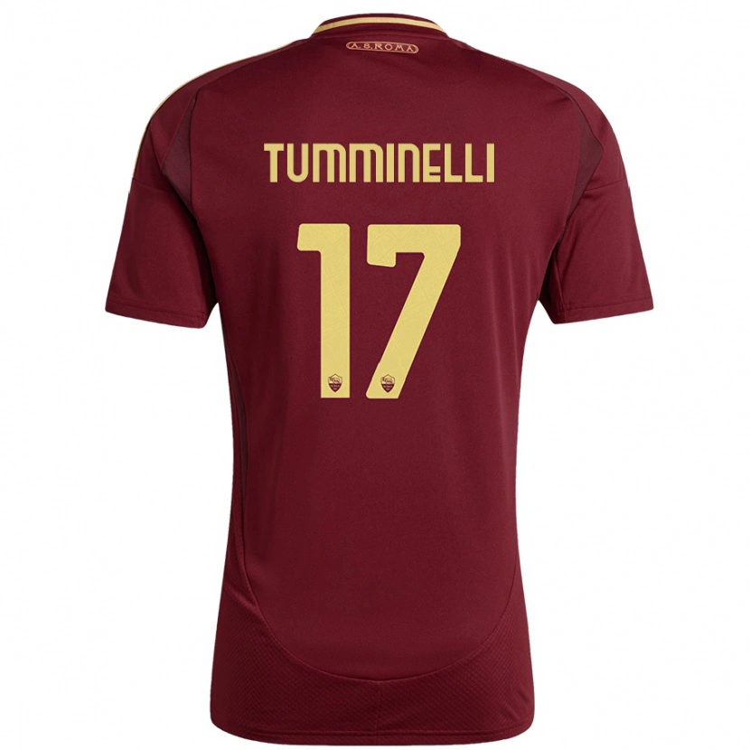 Danxen Kinderen Gianmarco Tumminelli #17 Rood Bruin Goud Thuisshirt Thuistenue 2024/25 T-Shirt