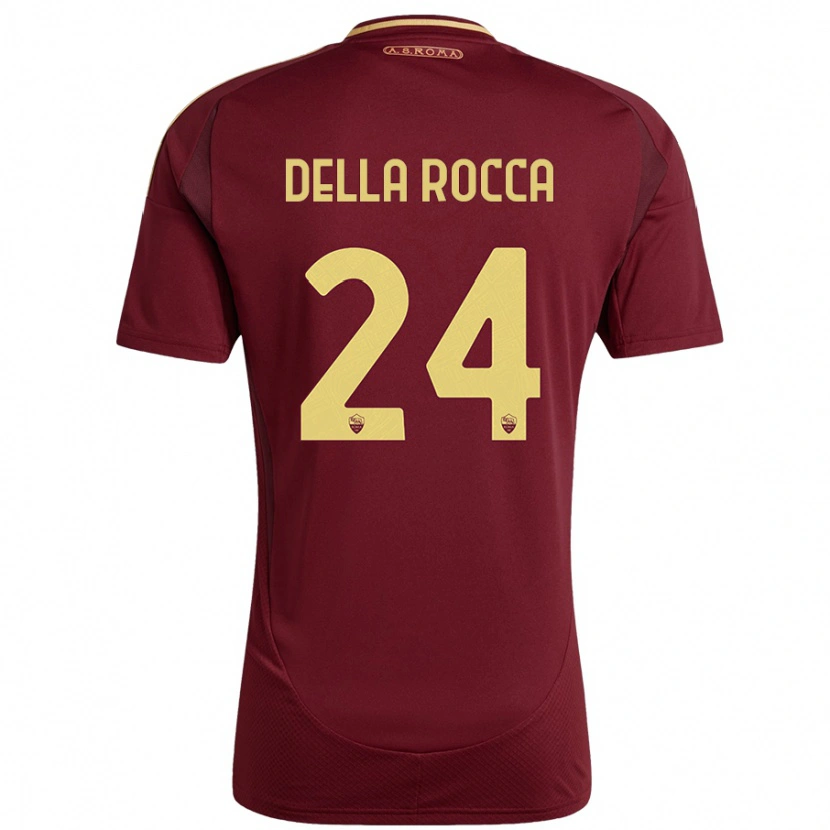 Danxen Kinderen Mattia Della Rocca #24 Rood Bruin Goud Thuisshirt Thuistenue 2024/25 T-Shirt