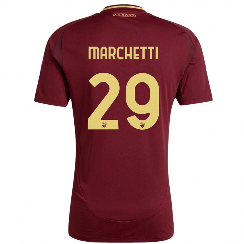 Danxen Kinderen Tommaso Marchetti #29 Rood Bruin Goud Thuisshirt Thuistenue 2024/25 T-Shirt