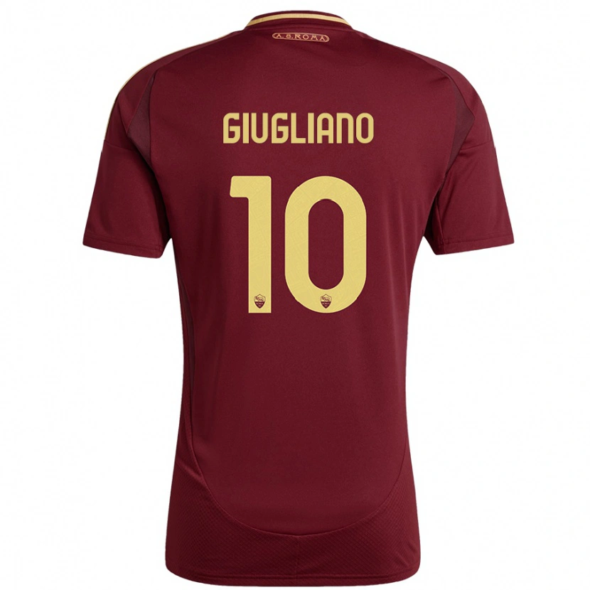 Danxen Kinderen Manuela Giugliano #10 Rood Bruin Goud Thuisshirt Thuistenue 2024/25 T-Shirt