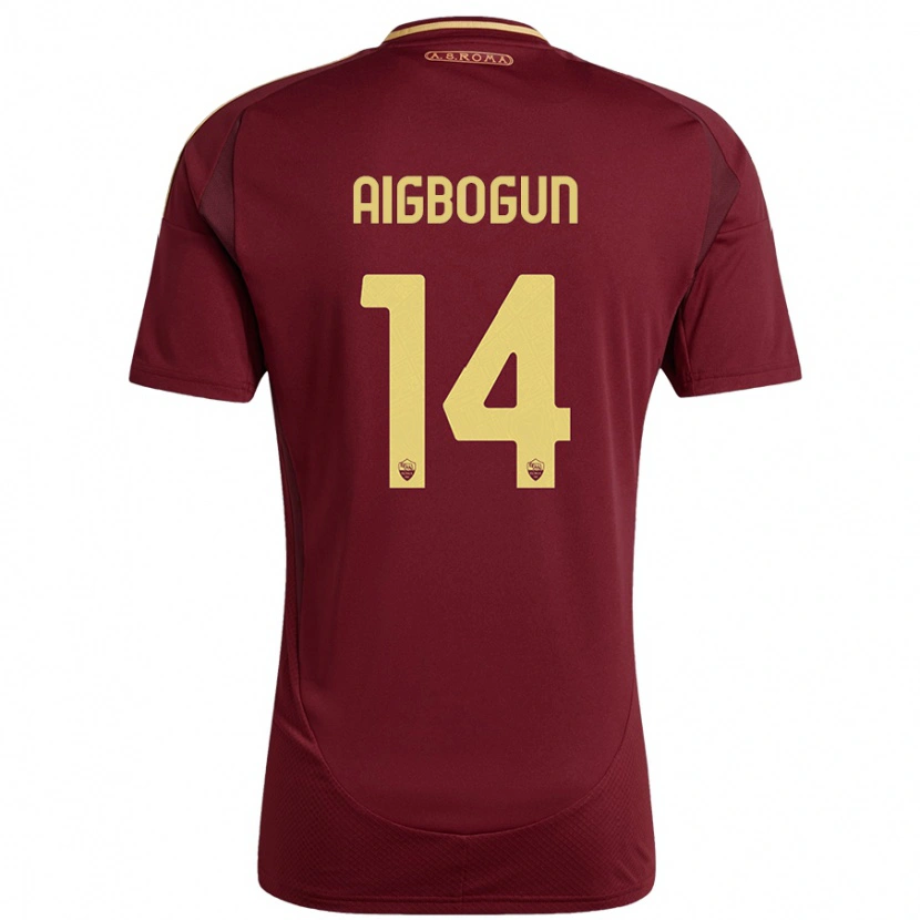 Danxen Kinderen Eseosa Aigbogun #14 Rood Bruin Goud Thuisshirt Thuistenue 2024/25 T-Shirt