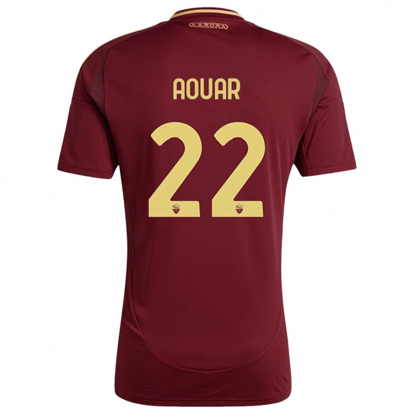 Danxen Kinderen Houssem Aouar #22 Rood Bruin Goud Thuisshirt Thuistenue 2024/25 T-Shirt