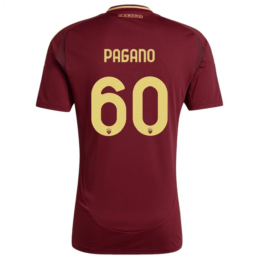 Danxen Kinderen Riccardo Pagano #60 Rood Bruin Goud Thuisshirt Thuistenue 2024/25 T-Shirt