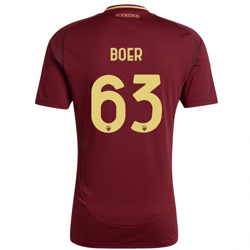 Danxen Kinderen Pietro Boer #63 Rood Bruin Goud Thuisshirt Thuistenue 2024/25 T-Shirt