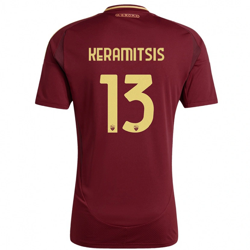 Danxen Kinderen Dimitrios Keramitsis #13 Rood Bruin Goud Thuisshirt Thuistenue 2024/25 T-Shirt