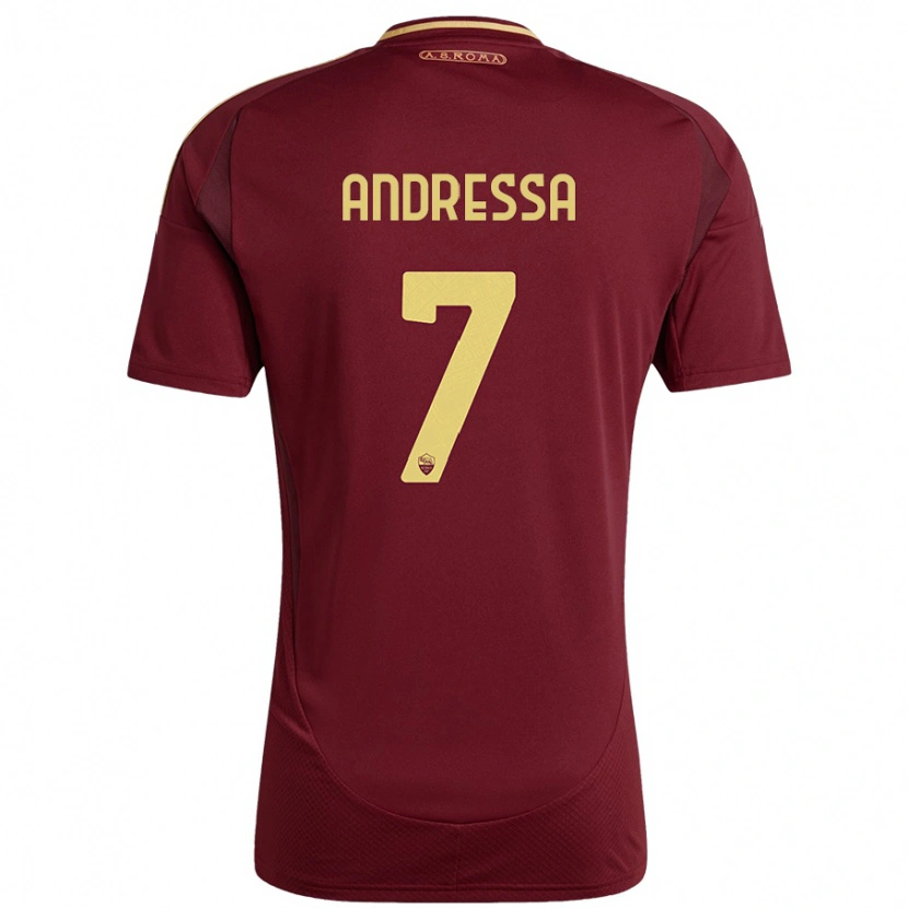 Danxen Kinderen Andressa #7 Rood Bruin Goud Thuisshirt Thuistenue 2024/25 T-Shirt