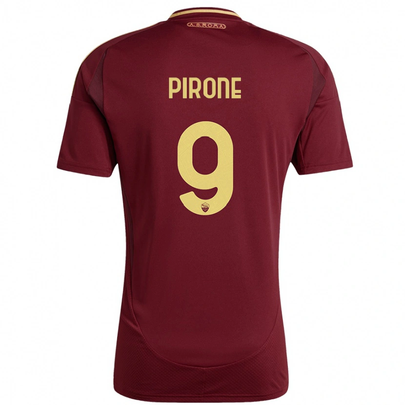 Danxen Kinderen Valeria Pirone #9 Rood Bruin Goud Thuisshirt Thuistenue 2024/25 T-Shirt