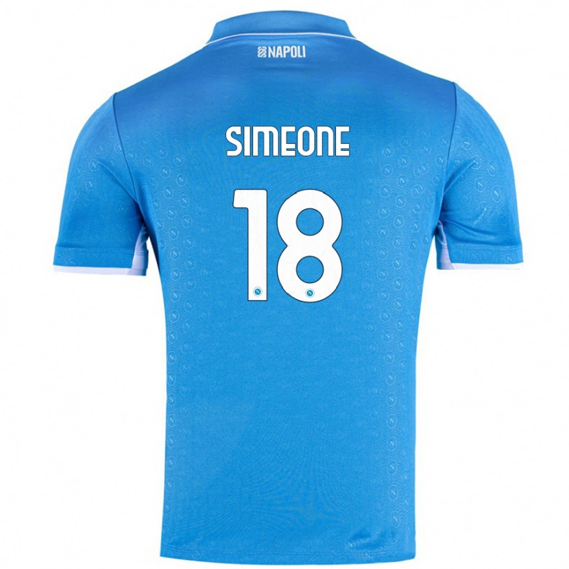 Danxen Kinderen Giovanni Simeone #18 Hemelsblauw Thuisshirt Thuistenue 2024/25 T-Shirt