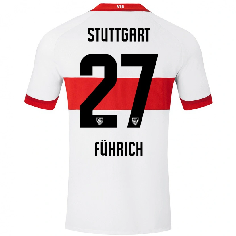 Danxen Kinderen Chris Führich #27 Wit Rood Thuisshirt Thuistenue 2024/25 T-Shirt