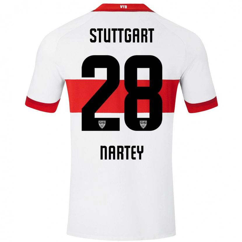 Danxen Kinderen Nikolas Nartey #28 Wit Rood Thuisshirt Thuistenue 2024/25 T-Shirt