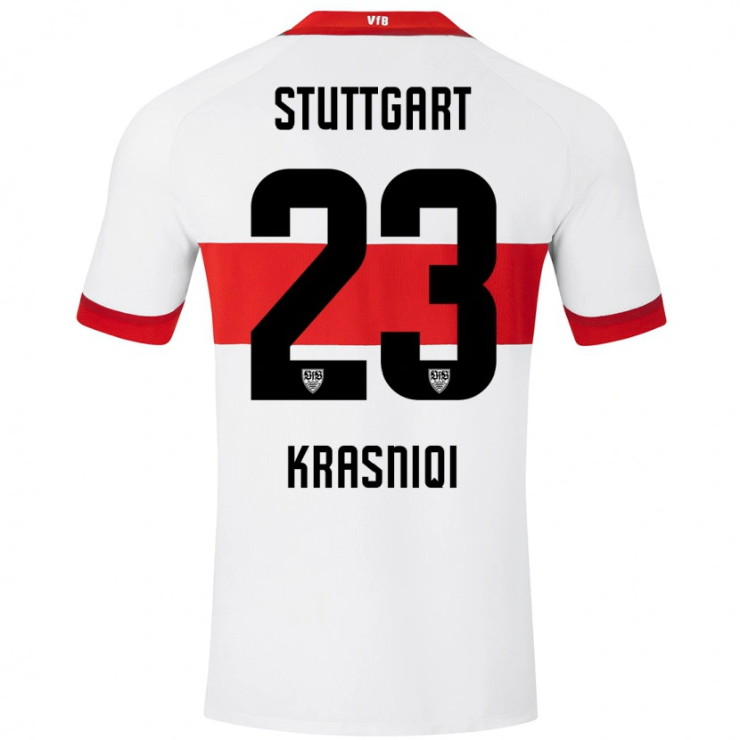 Danxen Kinderen Elton Krasniqi #23 Wit Rood Thuisshirt Thuistenue 2024/25 T-Shirt