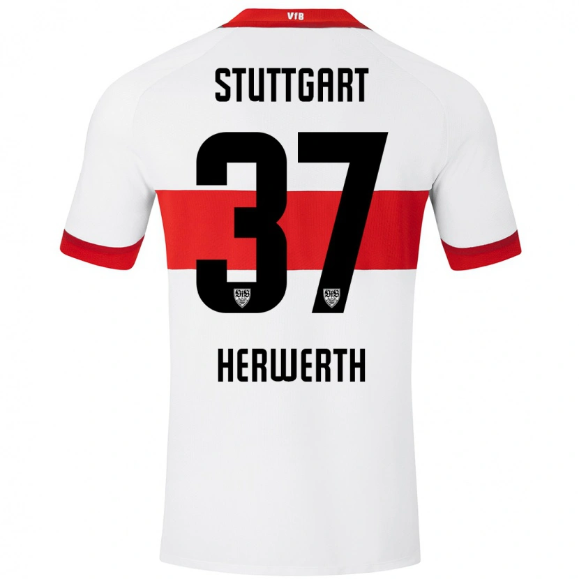 Danxen Kinderen Maximilian Herwerth #37 Wit Rood Thuisshirt Thuistenue 2024/25 T-Shirt