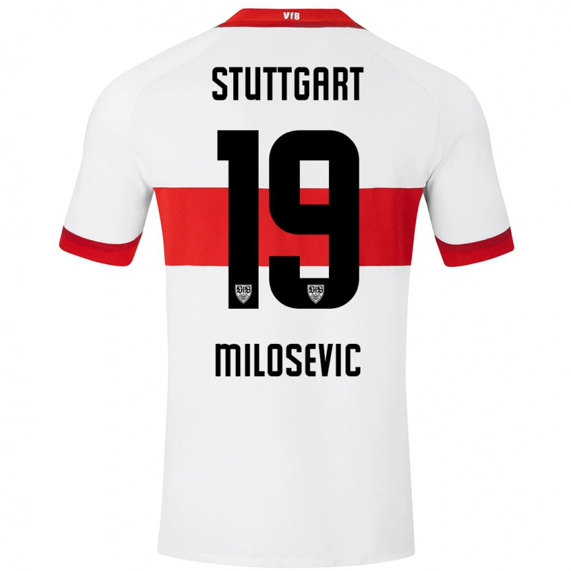 Danxen Kinderen Jovan Milosevic #19 Wit Rood Thuisshirt Thuistenue 2024/25 T-Shirt