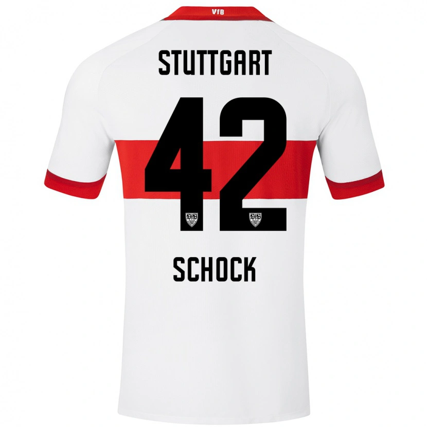 Danxen Kinderen Florian Schock #42 Wit Rood Thuisshirt Thuistenue 2024/25 T-Shirt