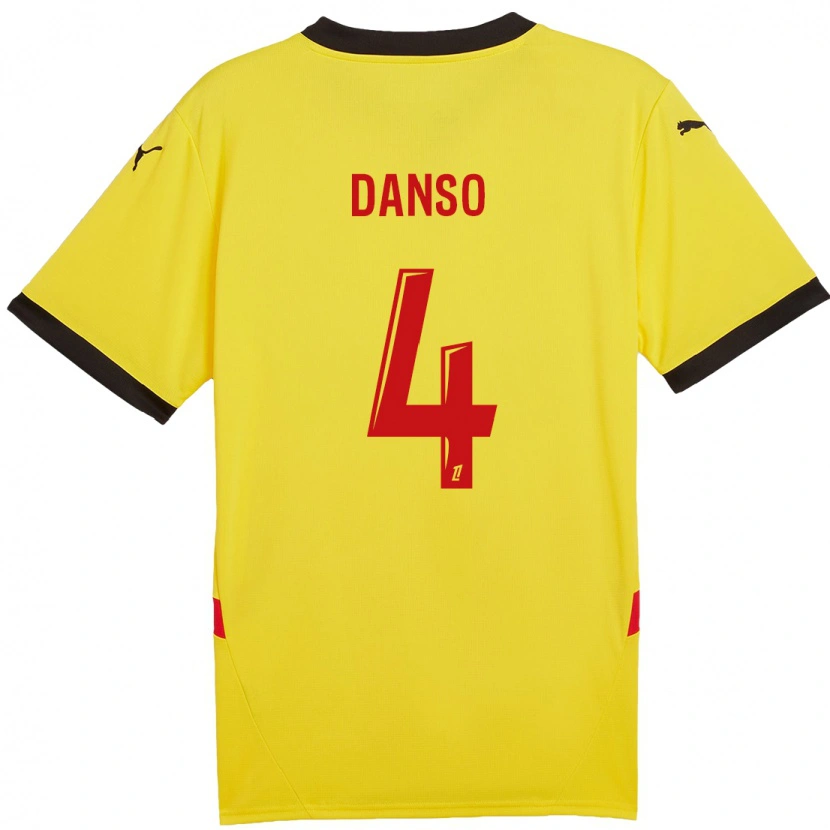 Danxen Kinderen Kevin Danso #4 Geel Rood Thuisshirt Thuistenue 2024/25 T-Shirt