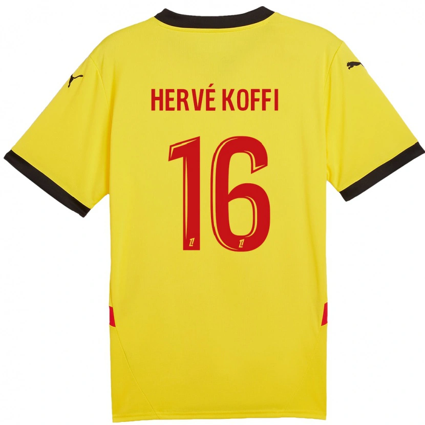 Danxen Kinderen Hervé Koffi #16 Geel Rood Thuisshirt Thuistenue 2024/25 T-Shirt