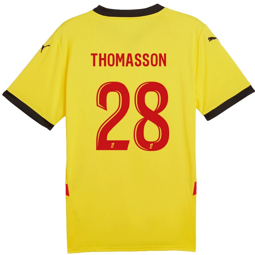 Danxen Kinderen Adrien Thomasson #28 Geel Rood Thuisshirt Thuistenue 2024/25 T-Shirt