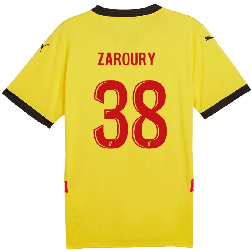 Danxen Kinderen Anass Zaroury #38 Geel Rood Thuisshirt Thuistenue 2024/25 T-Shirt