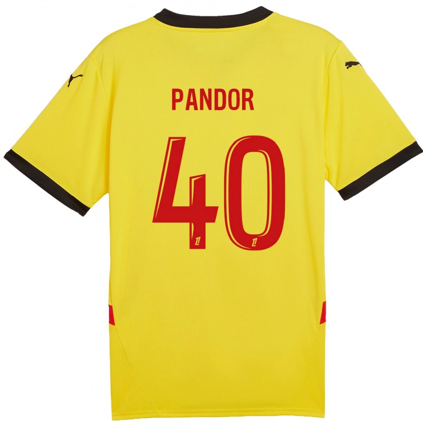 Danxen Kinderen Yannick Pandor #40 Geel Rood Thuisshirt Thuistenue 2024/25 T-Shirt