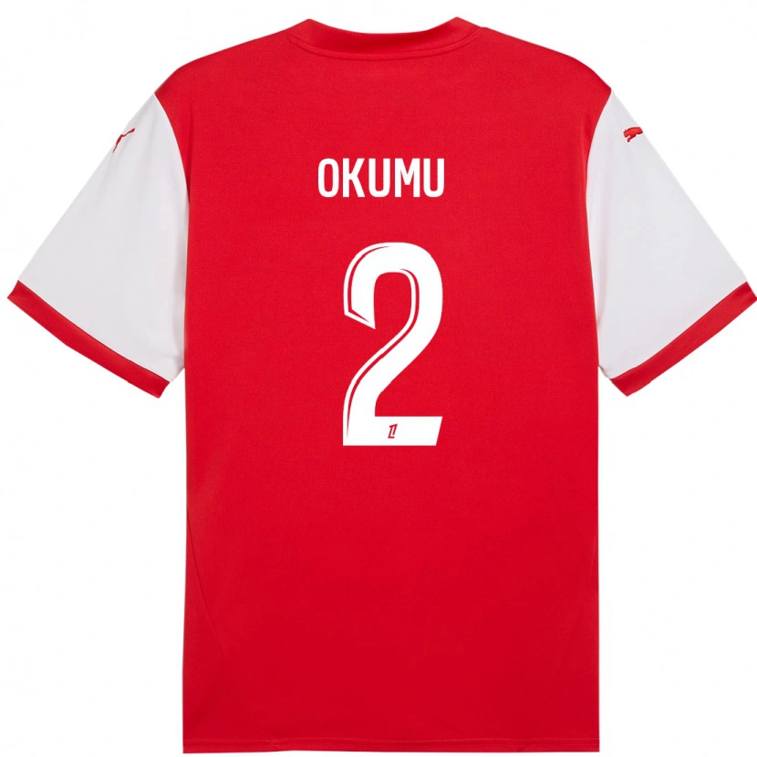 Danxen Kinderen Joseph Okumu #2 Rood Wit Thuisshirt Thuistenue 2024/25 T-Shirt